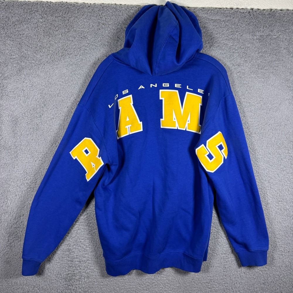 NFL Ultra Game Los Angeles Rams Hoodie Mens Large Blue Back Graphic UHM757F